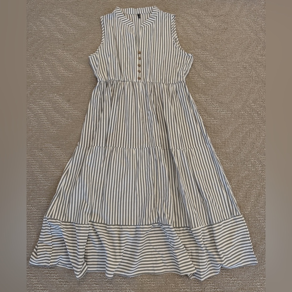 Brovave Grey and White Striped Dress